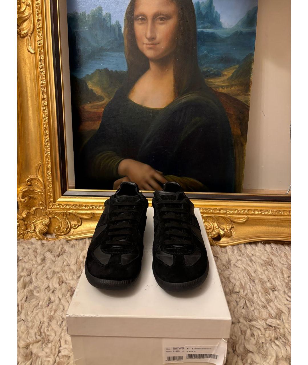 MAISON MARGIELA Черные низкие кроссовки / кеды из искусственной кожи, фото 2