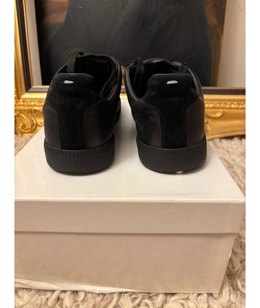 MAISON MARGIELA Черные низкие кроссовки / кеды из искусственной кожи, фото 4