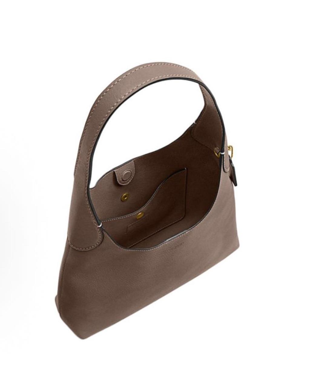 COACH Бежевая кожаная сумка через плечо, фото 4