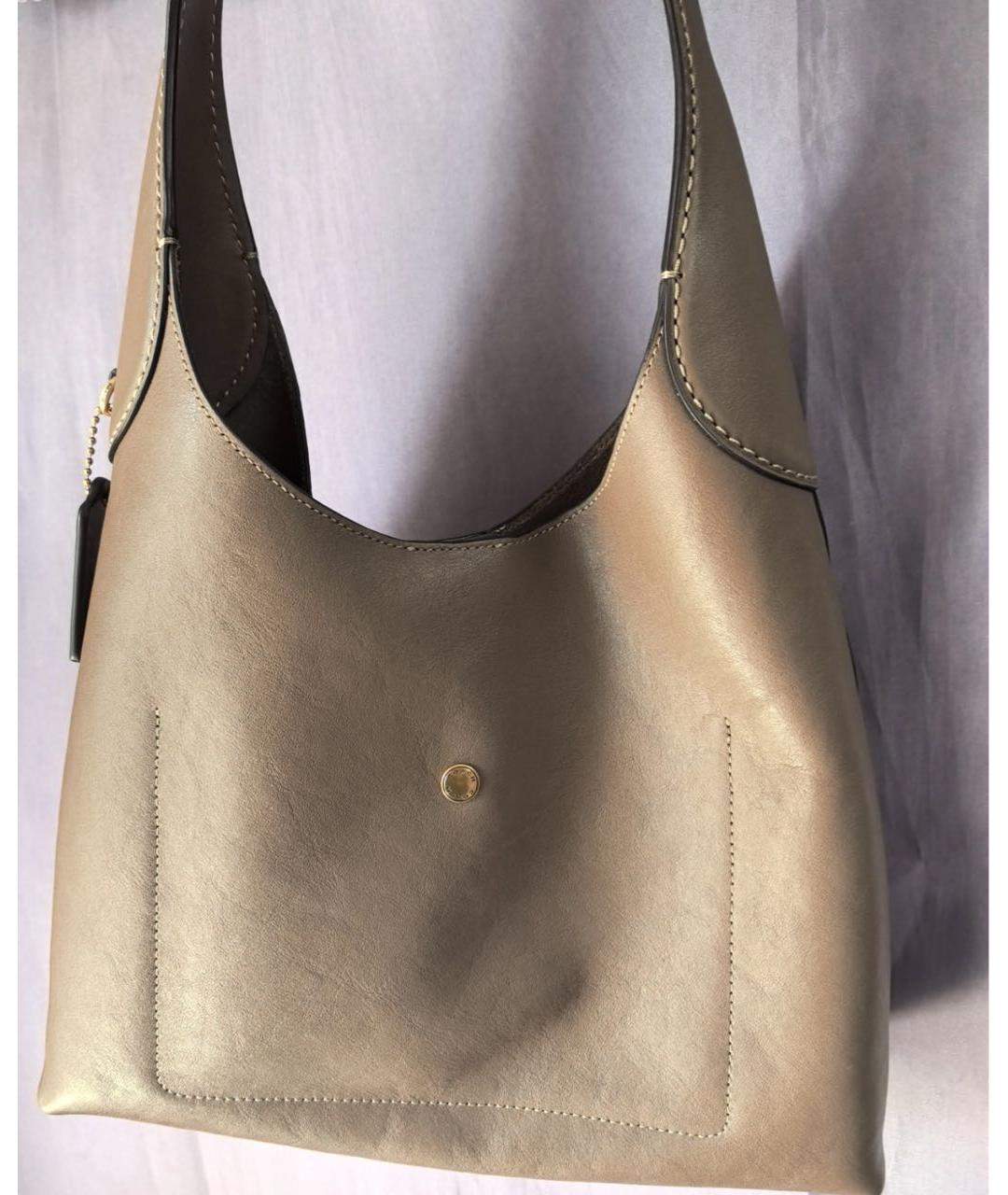 COACH Бежевая кожаная сумка через плечо, фото 7