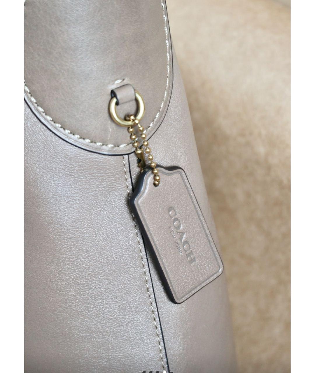 COACH Бежевая кожаная сумка через плечо, фото 8