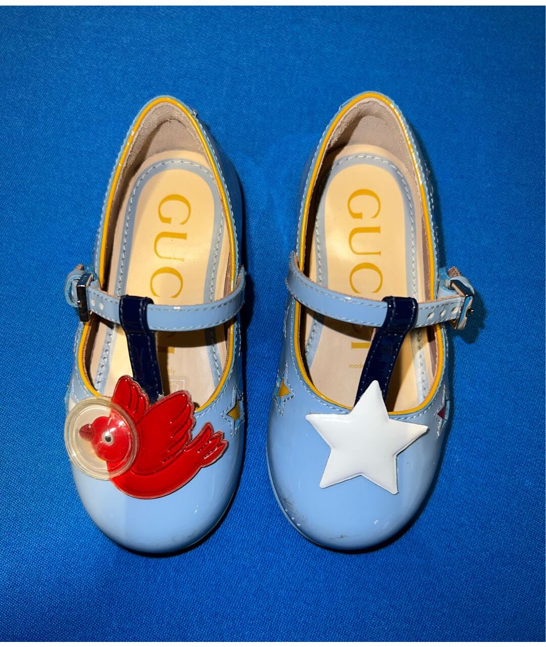 GUCCI KIDS Голубые балетки и туфли из лакированной кожи, фото 4