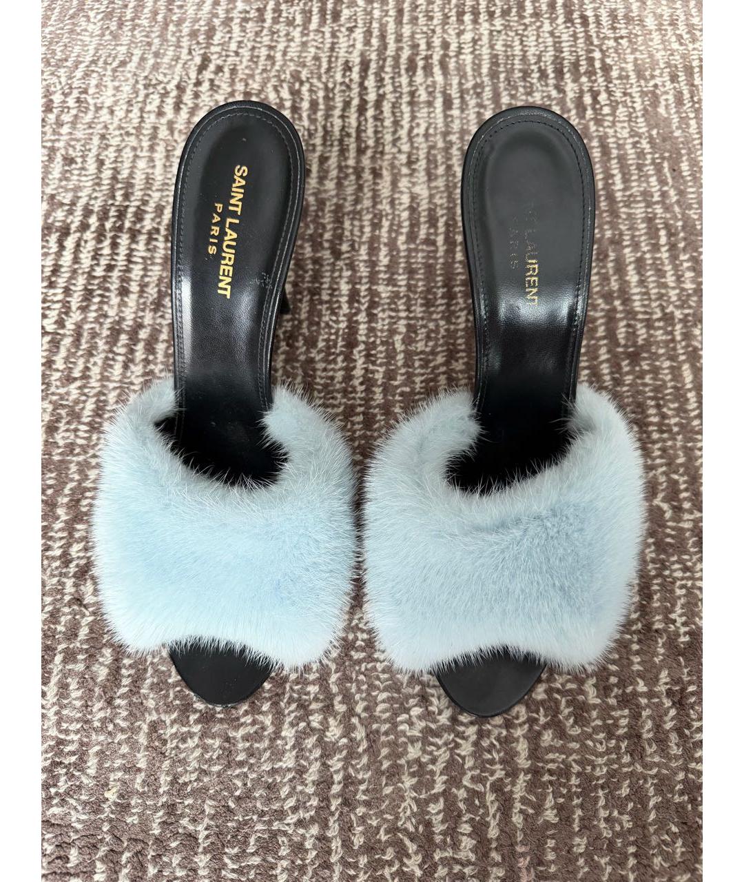 SAINT LAURENT Голубые кожаные босоножки, фото 2