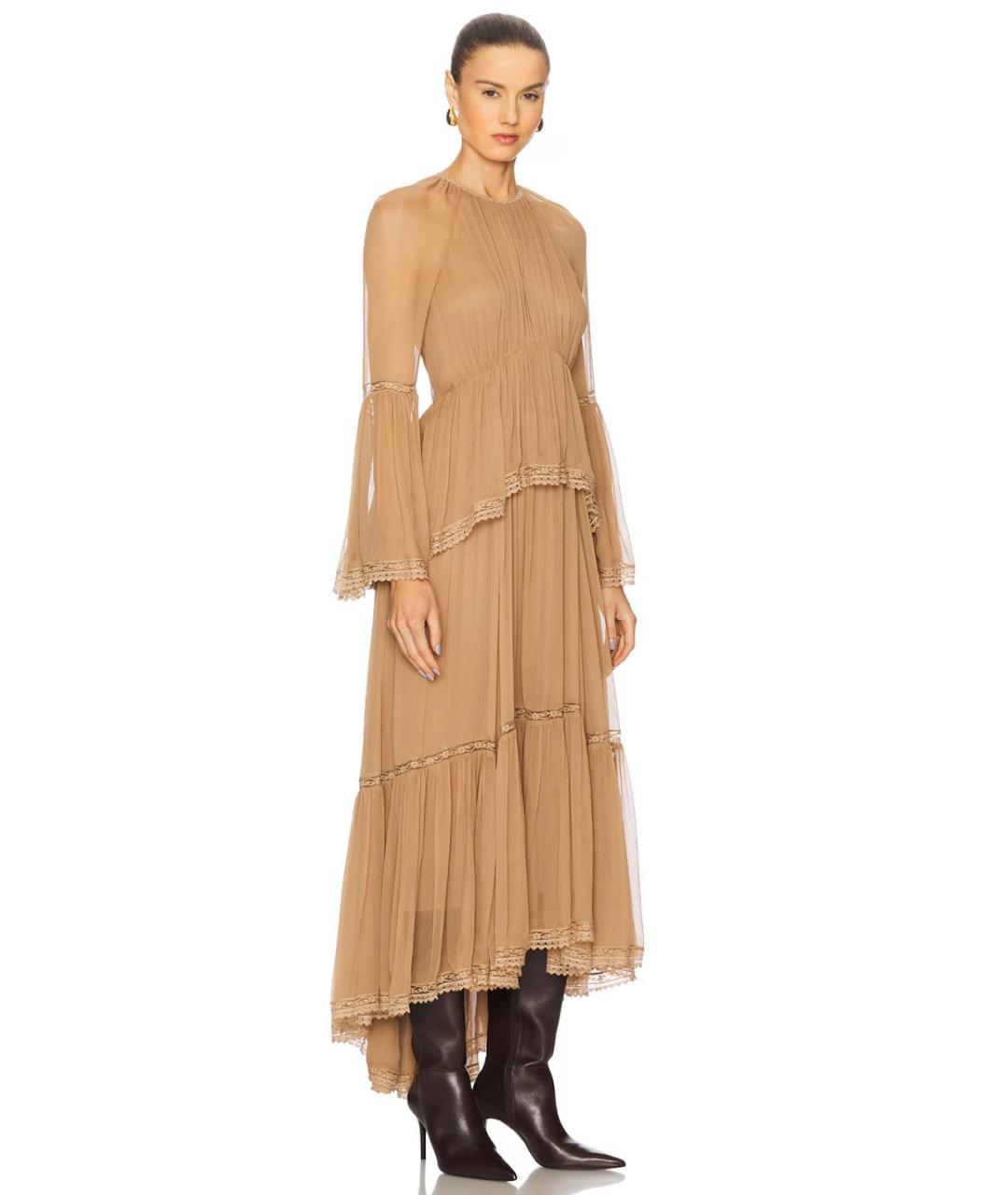 ZIMMERMANN Бежевое вискозное коктейльное платье, фото 4
