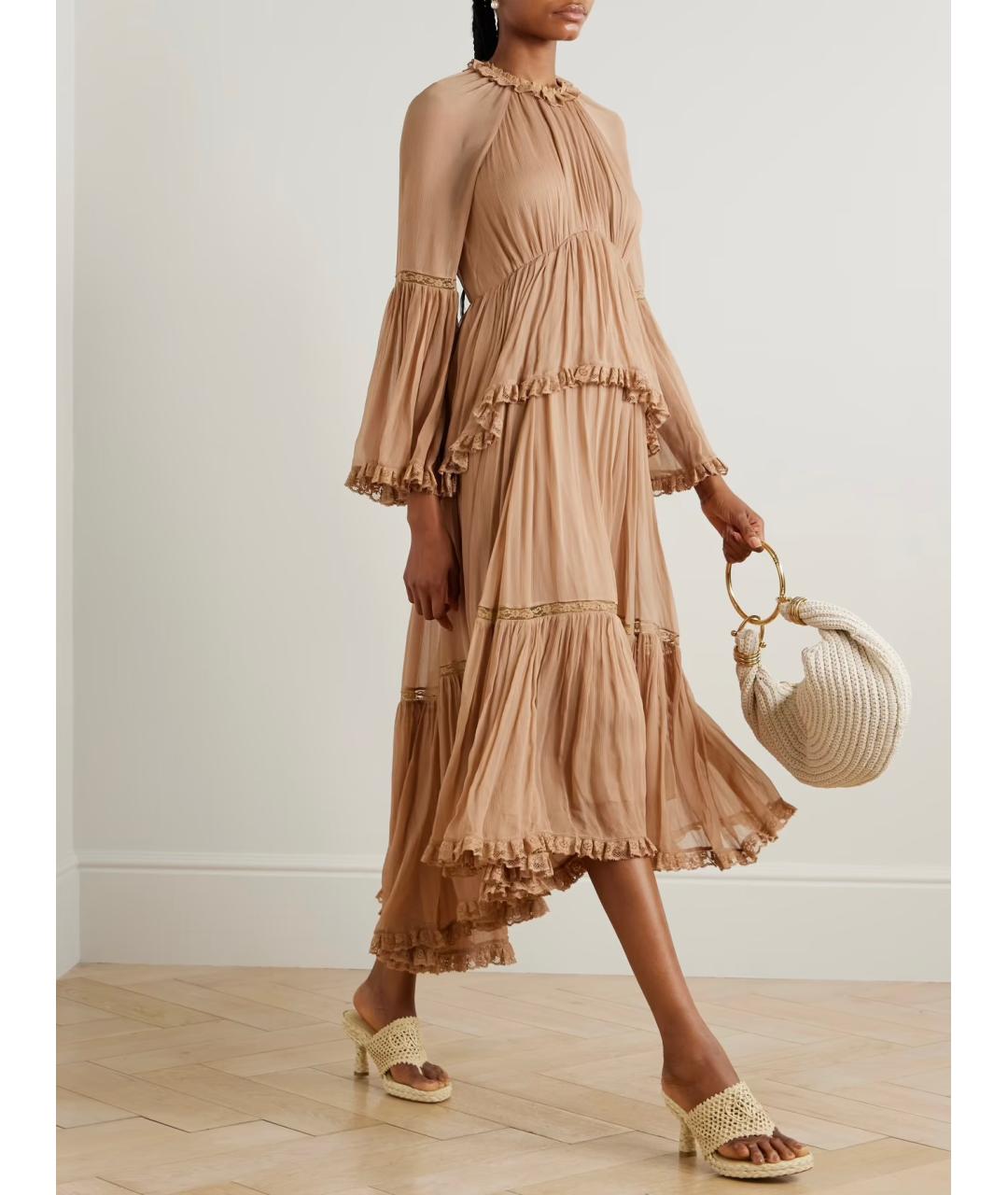 ZIMMERMANN Бежевое вискозное коктейльное платье, фото 6