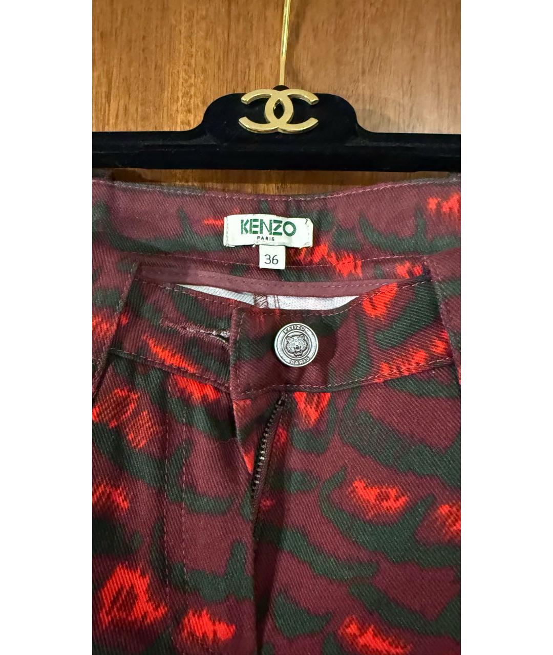 KENZO Красные хлопковые джинсы слим, фото 3