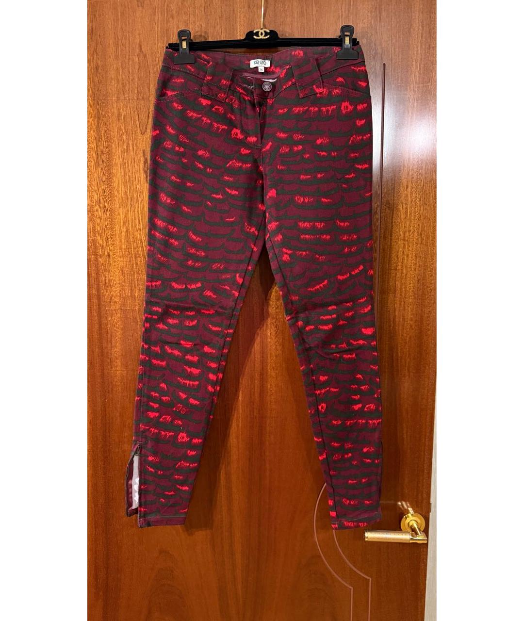 KENZO Красные хлопковые джинсы слим, фото 5