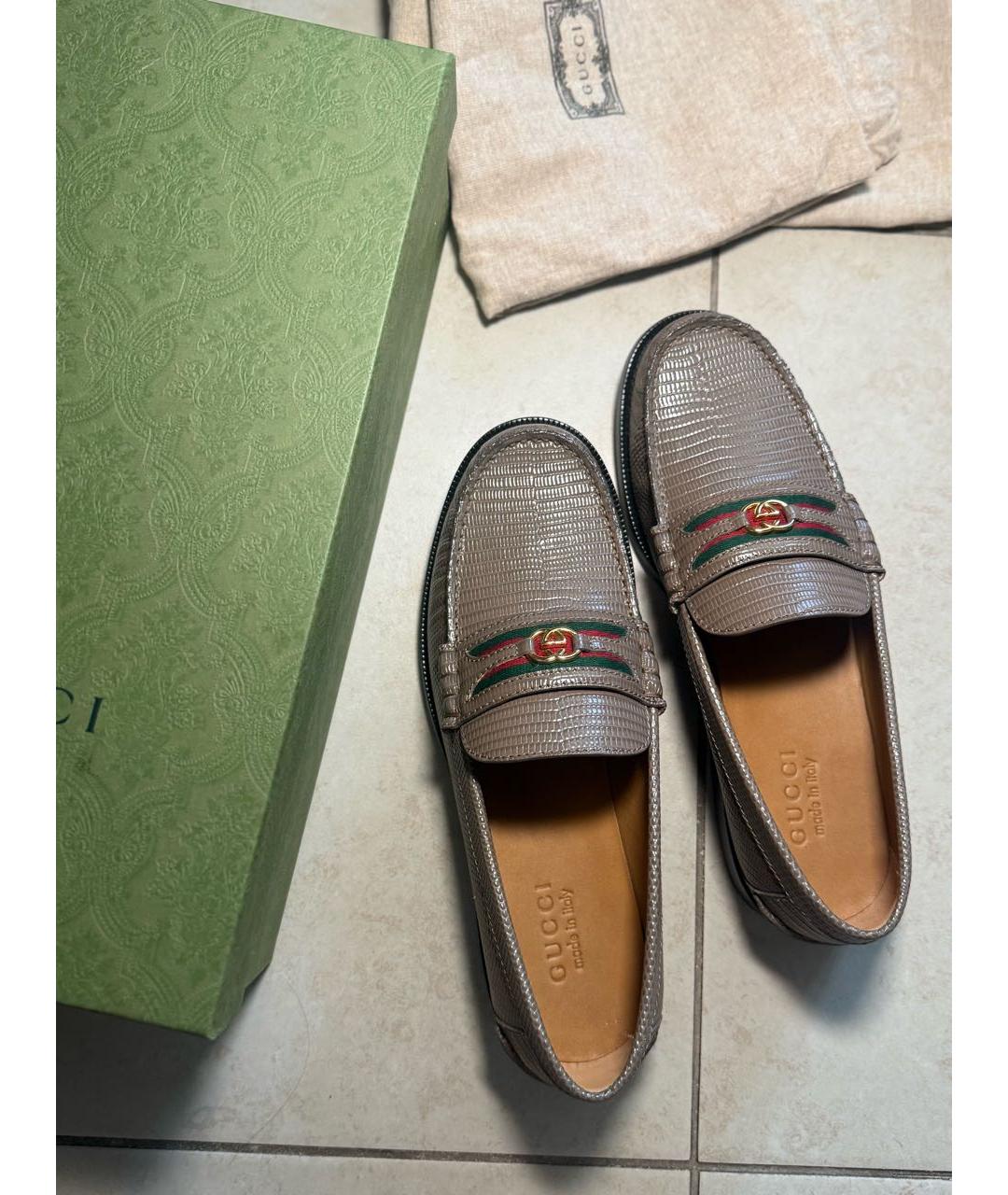 GUCCI Серые лоферы из экзотической кожи, фото 2