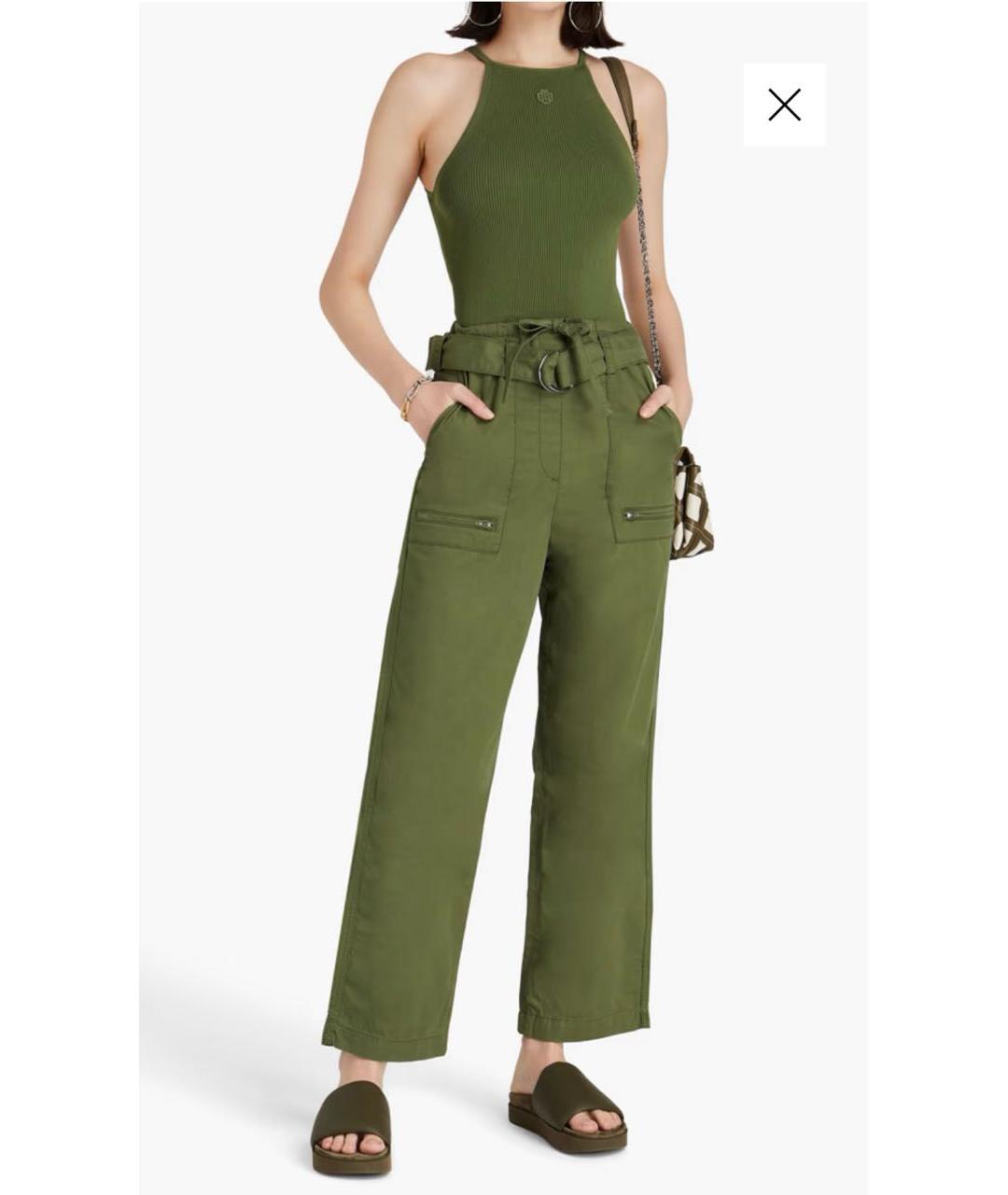 MAJE Хаки хлопковые прямые брюки, фото 7