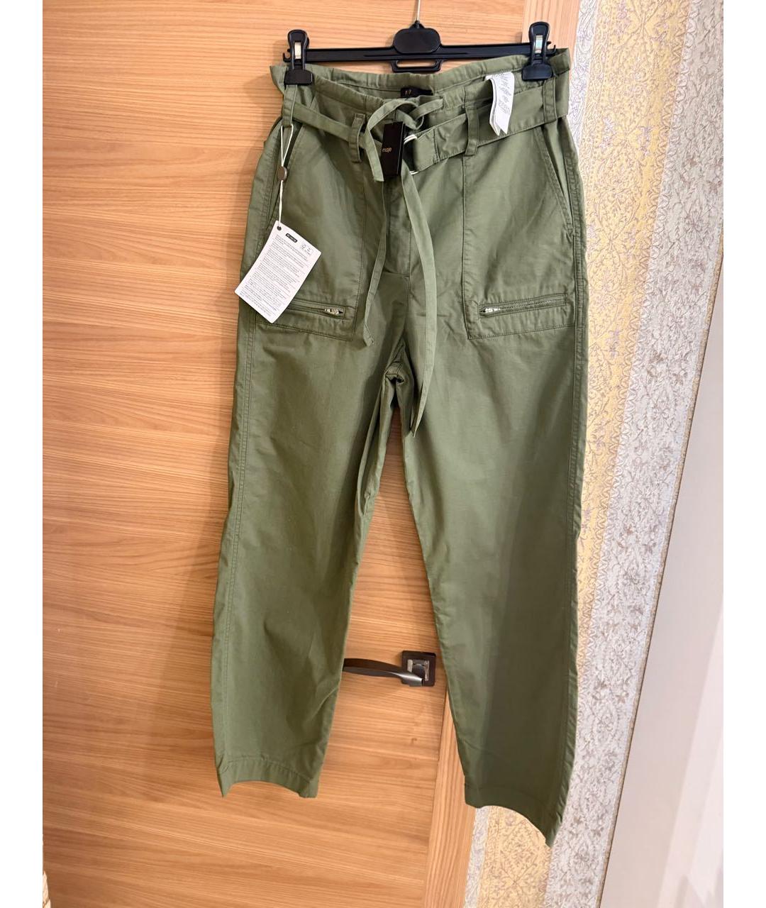 MAJE Хаки хлопковые прямые брюки, фото 6