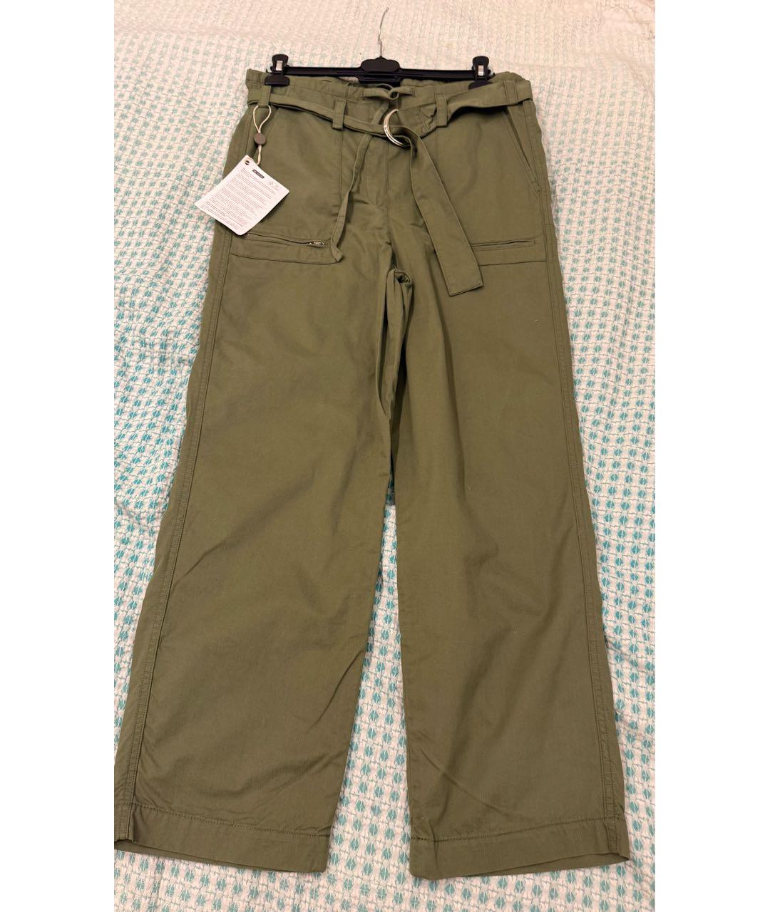 MAJE Хаки хлопковые прямые брюки, фото 2