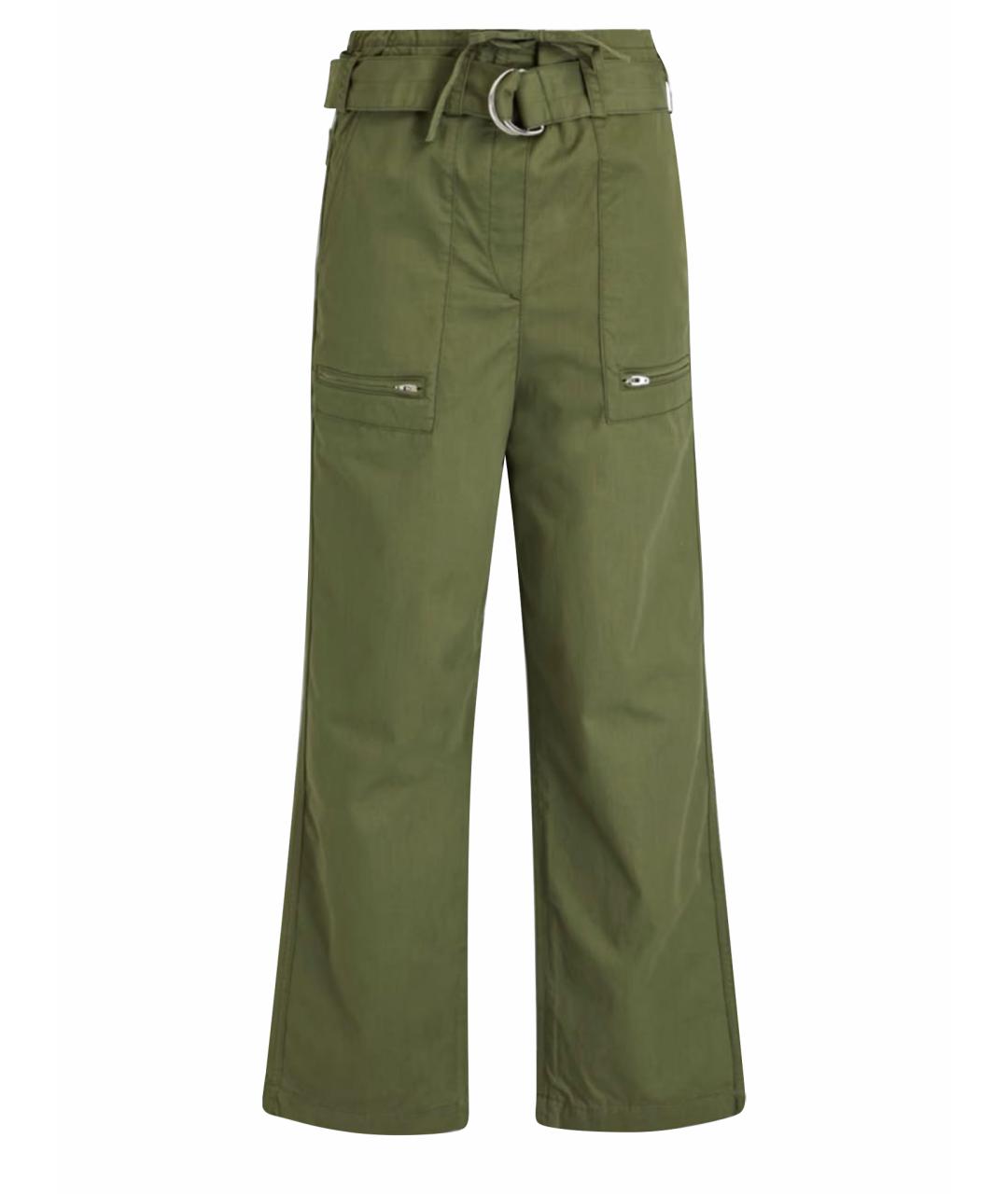 MAJE Хаки хлопковые прямые брюки, фото 1