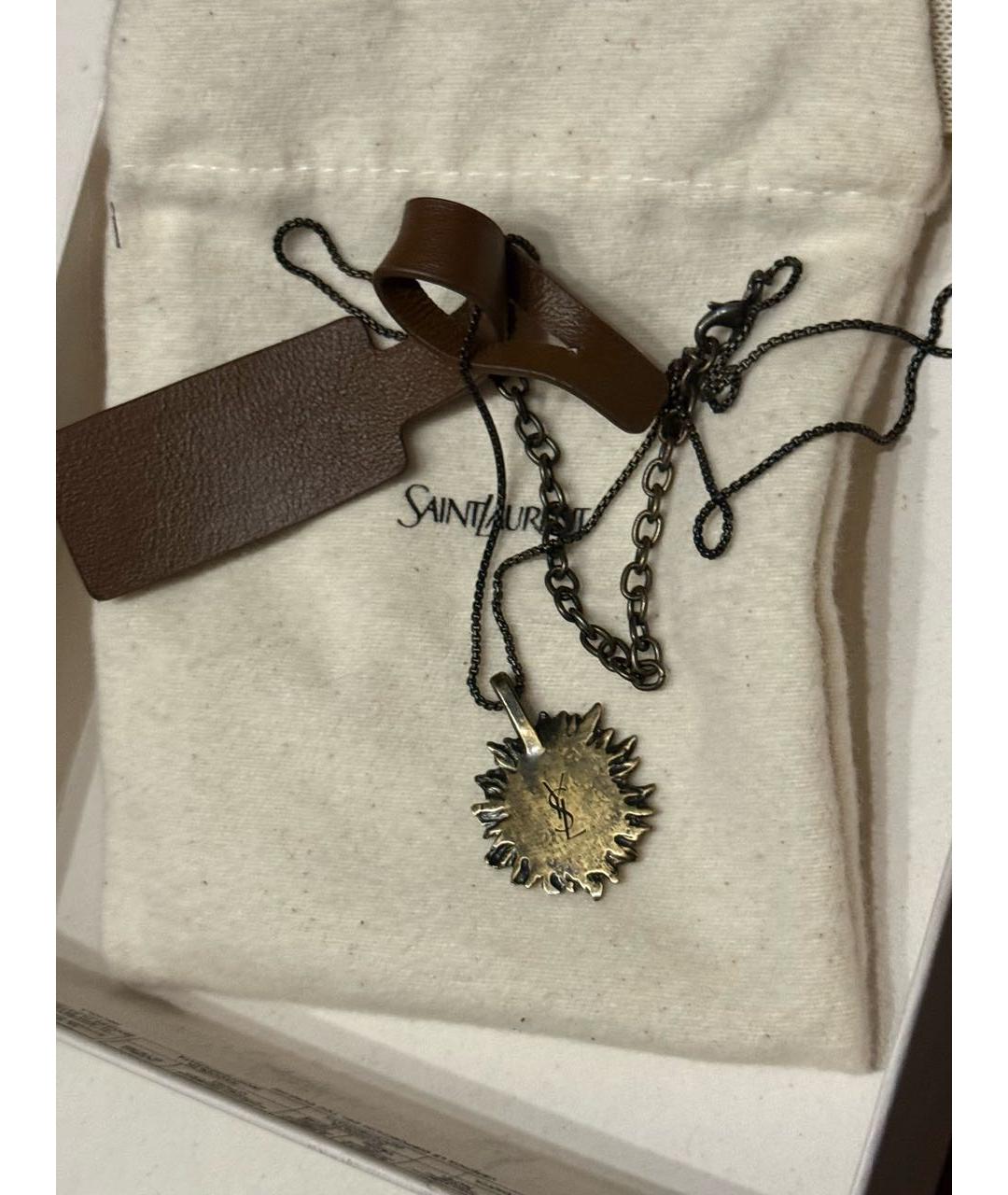 SAINT LAURENT Серебряное металлическое колье, фото 2