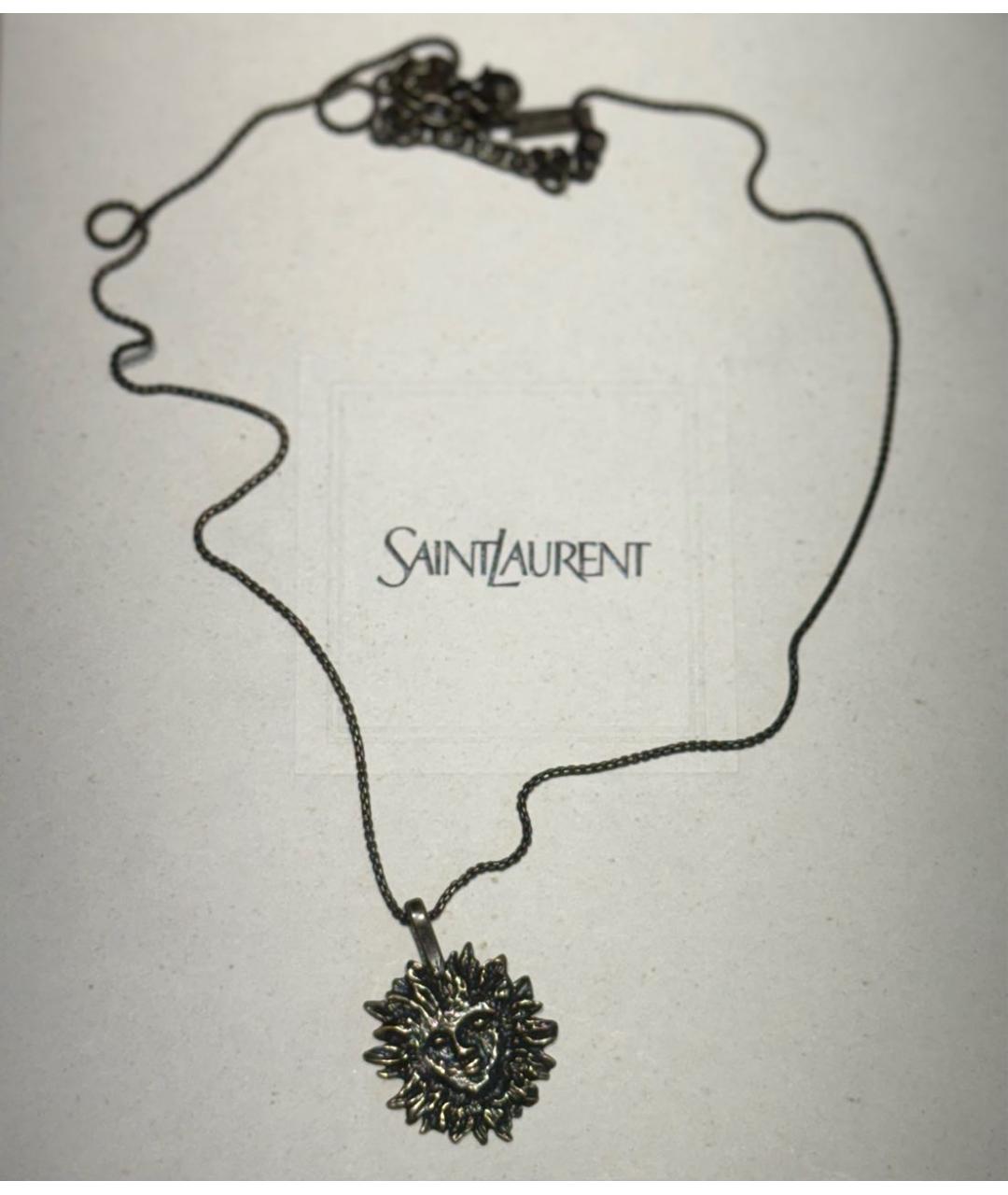SAINT LAURENT Серебряное металлическое колье, фото 3