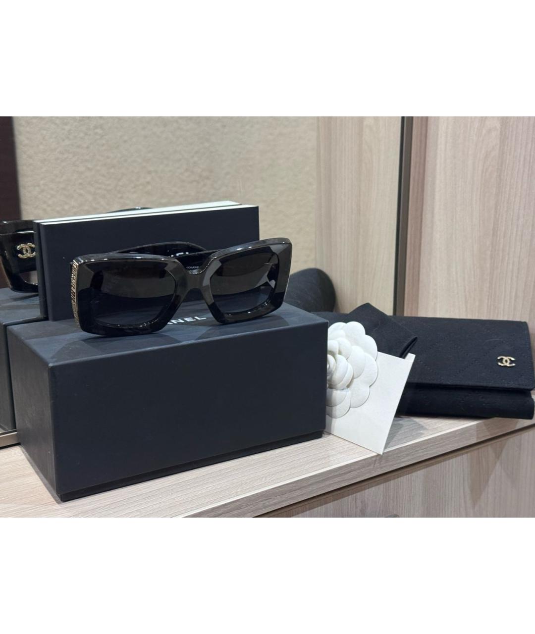 CHANEL Черные пластиковые солнцезащитные очки, фото 4