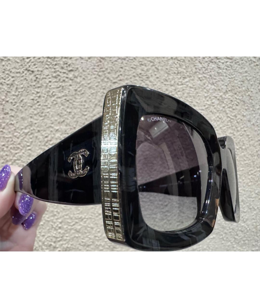 CHANEL Черные пластиковые солнцезащитные очки, фото 6