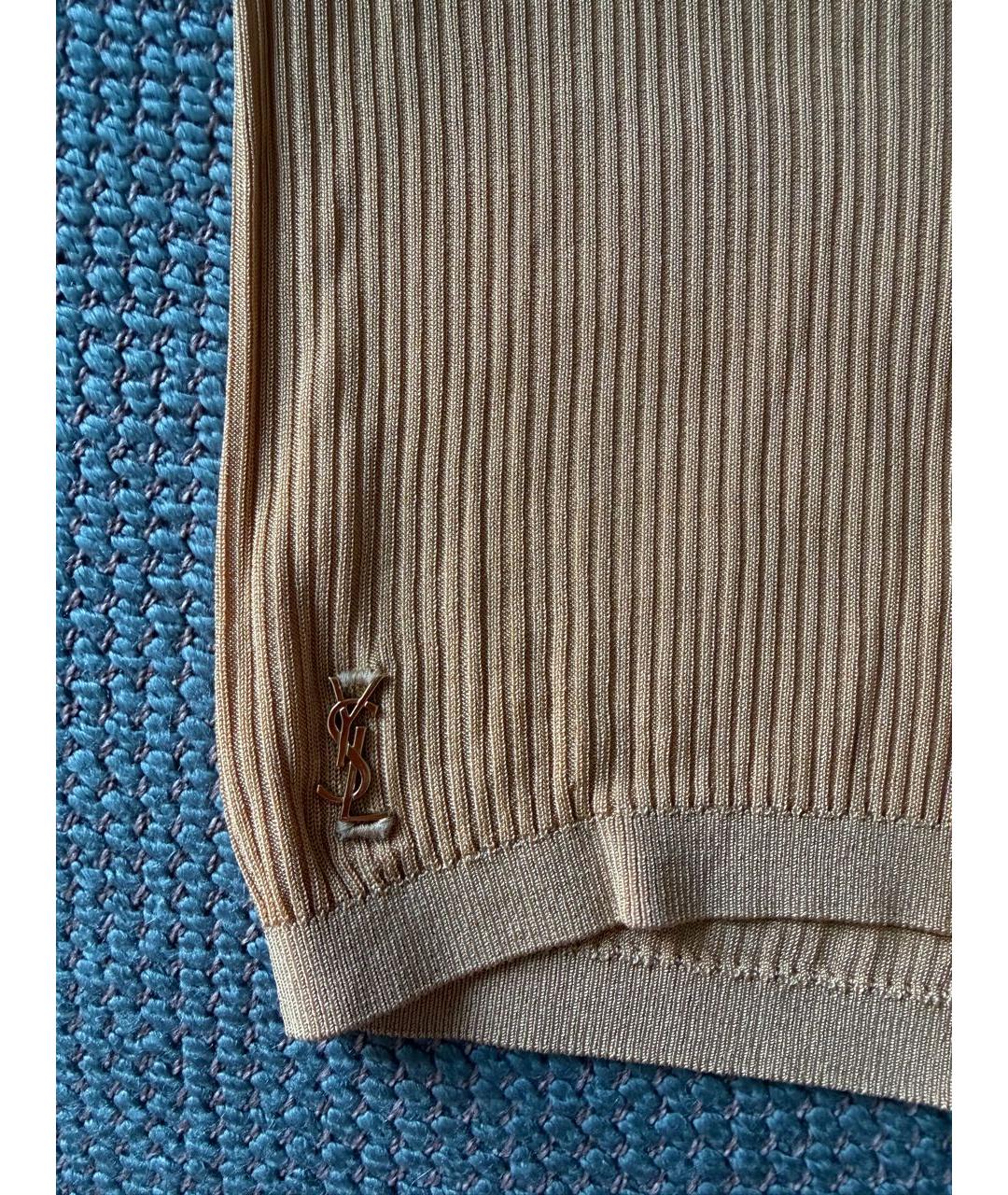 SAINT LAURENT Горчичные шелковые шорты, фото 6