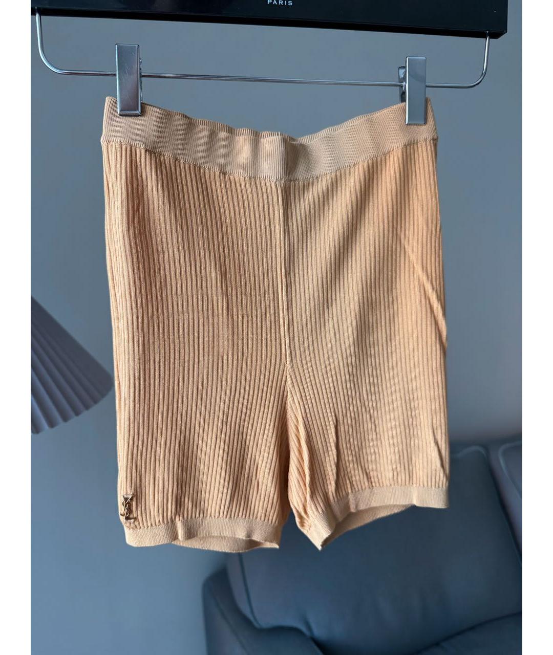 SAINT LAURENT Горчичные шелковые шорты, фото 3