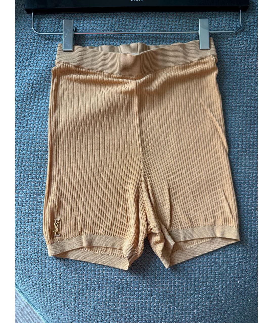 SAINT LAURENT Горчичные шелковые шорты, фото 7