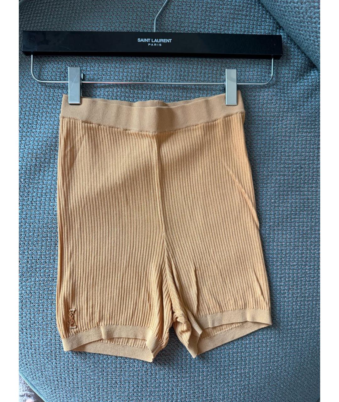 SAINT LAURENT Горчичные шелковые шорты, фото 5