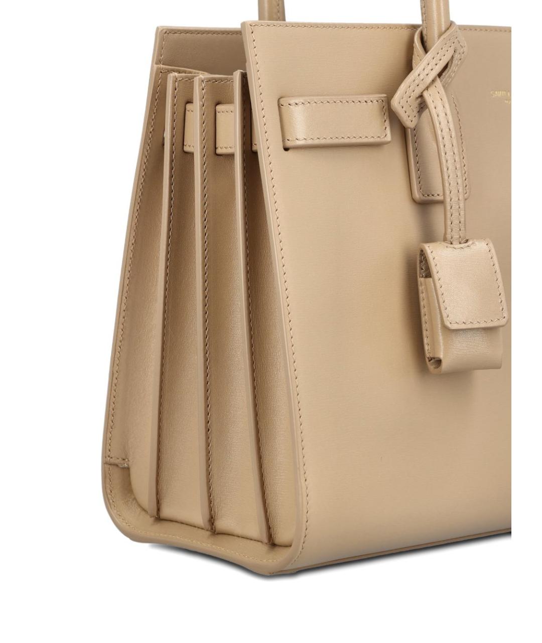 SAINT LAURENT Бежевая кожаная сумка тоут, фото 3