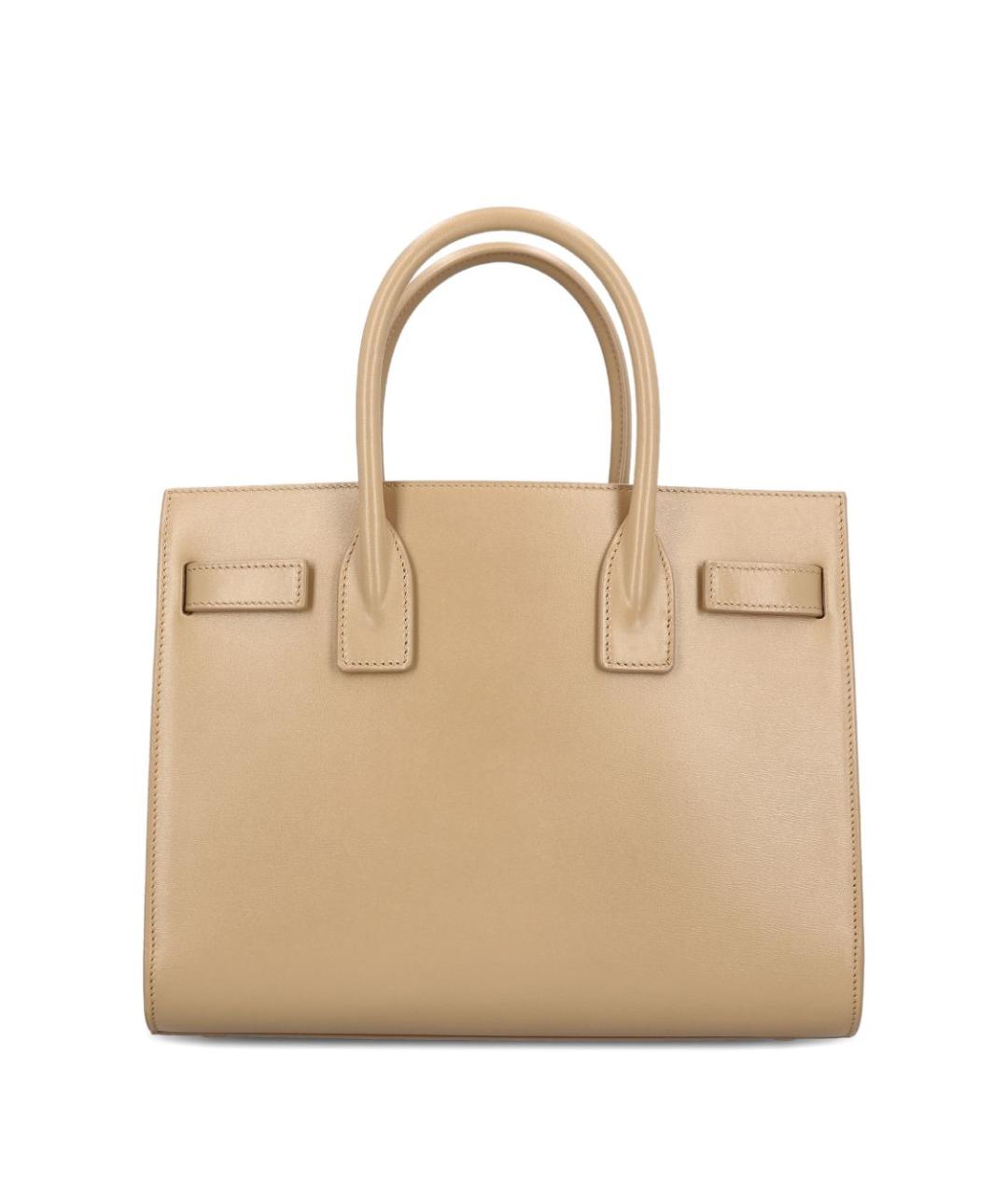 SAINT LAURENT Бежевая кожаная сумка тоут, фото 2