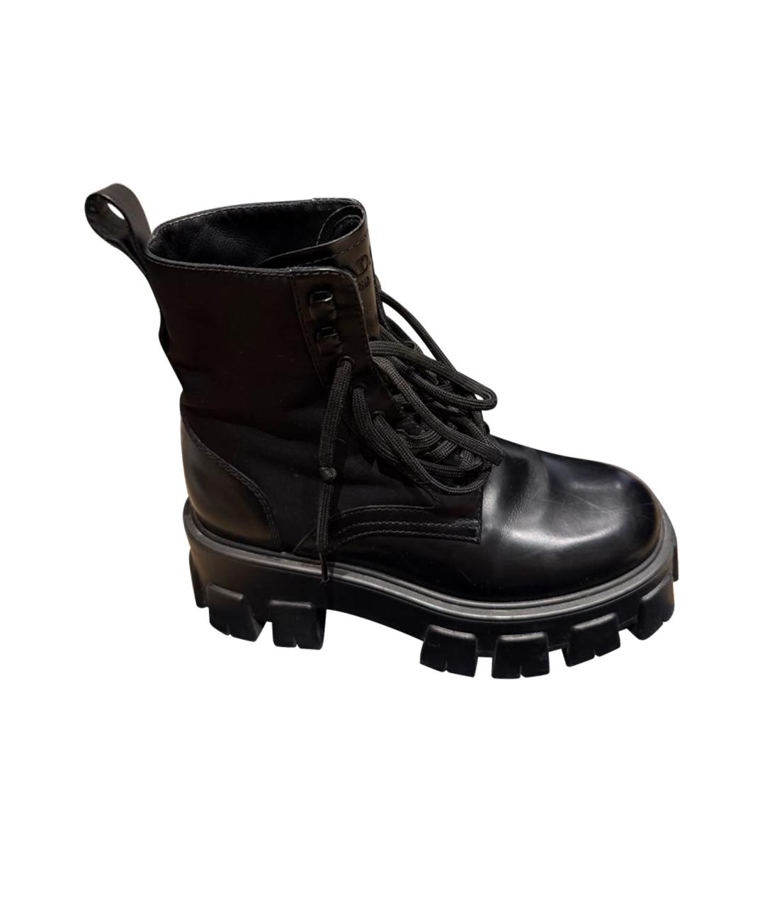 PRADA Черные кожаные ботинки, фото 1