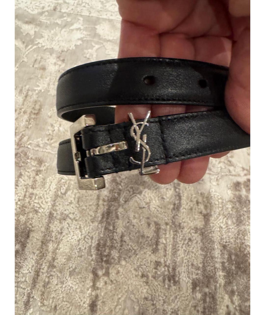 SAINT LAURENT Черный кожаный ремень, фото 5