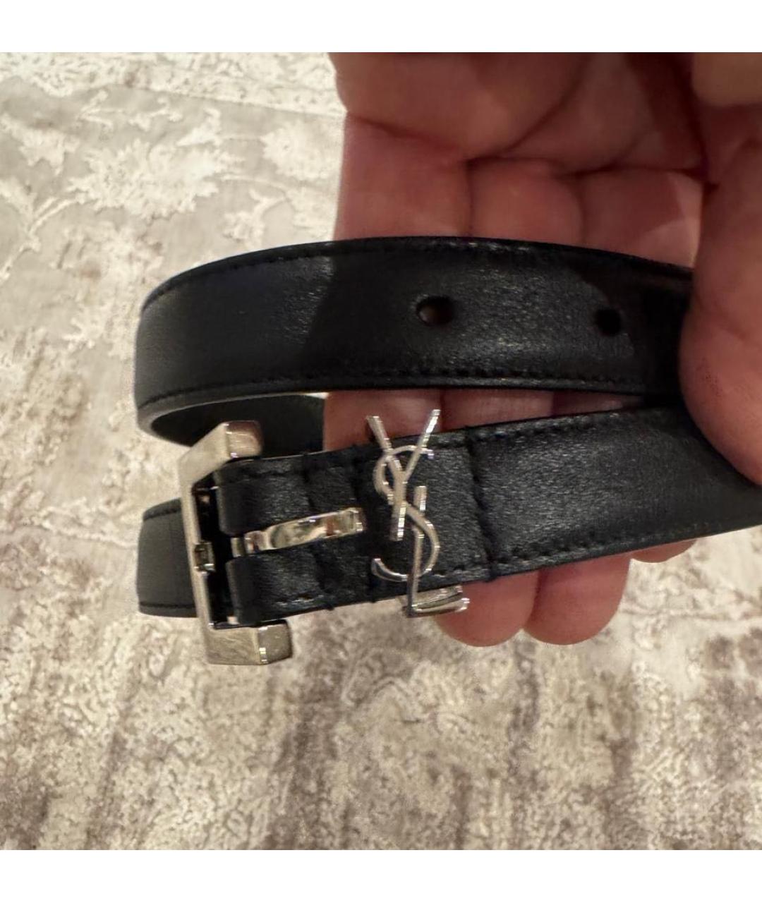 SAINT LAURENT Черный кожаный ремень, фото 4