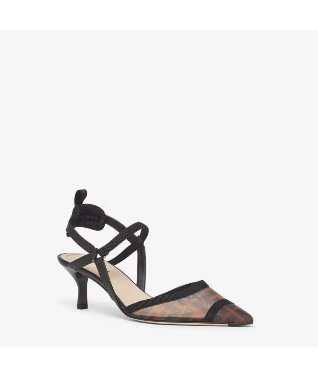 FENDI Черные лодочки на низком каблуке, фото 2