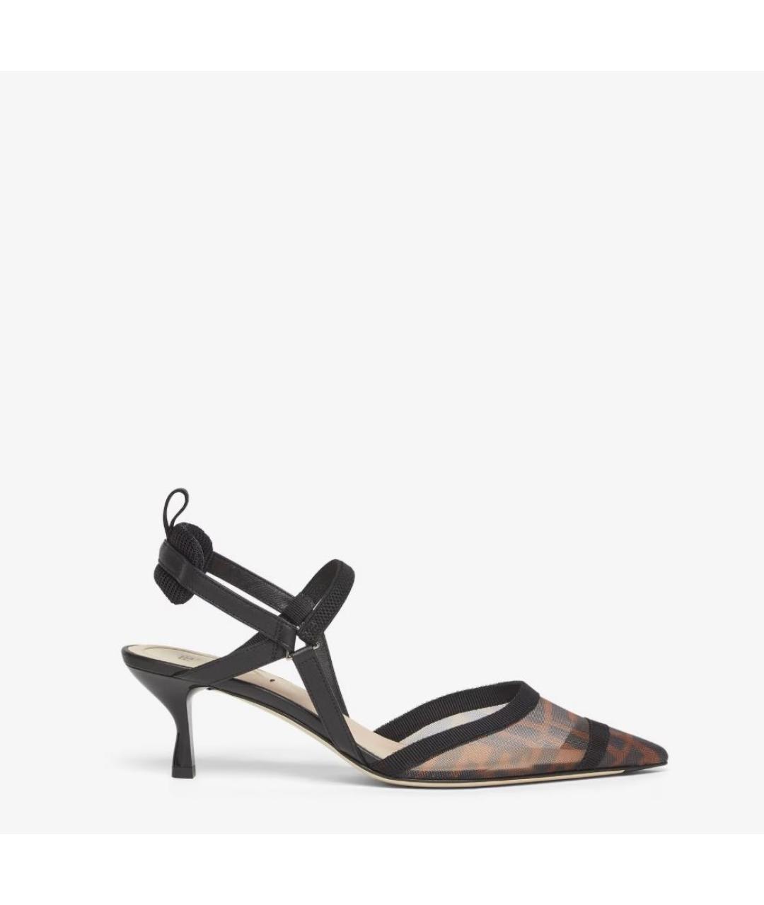 FENDI Черные лодочки на низком каблуке, фото 5