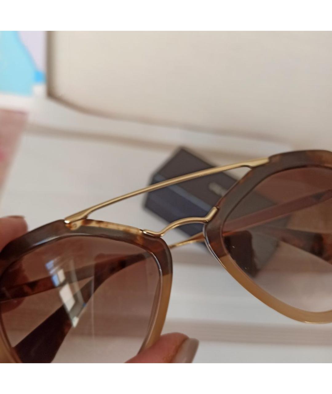 PRADA Коричневые пластиковые солнцезащитные очки, фото 9