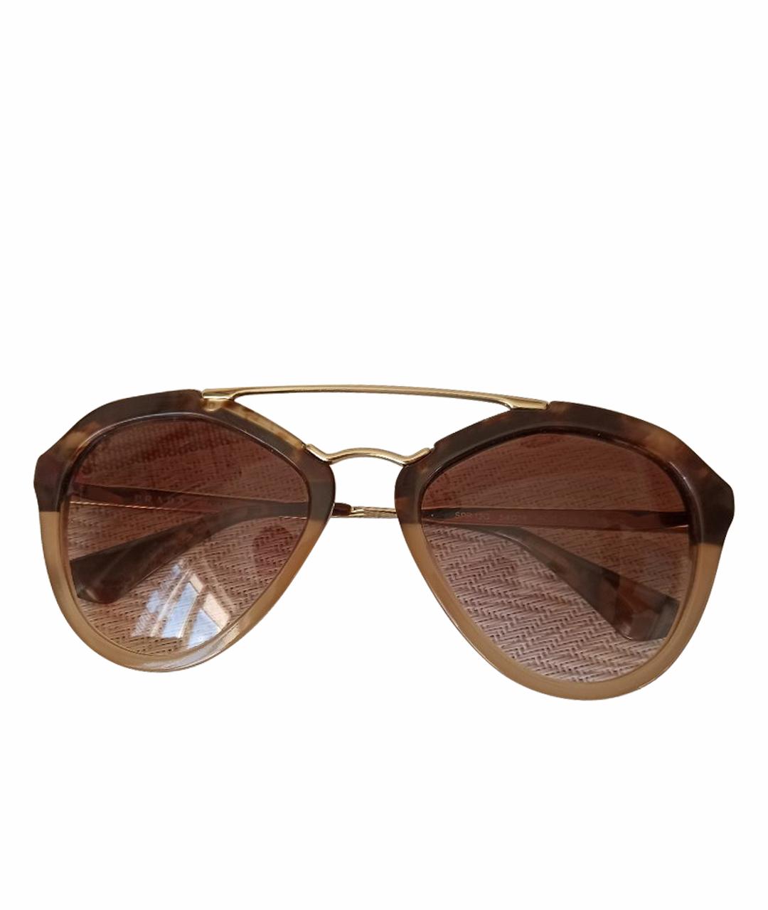 PRADA Коричневые пластиковые солнцезащитные очки, фото 1