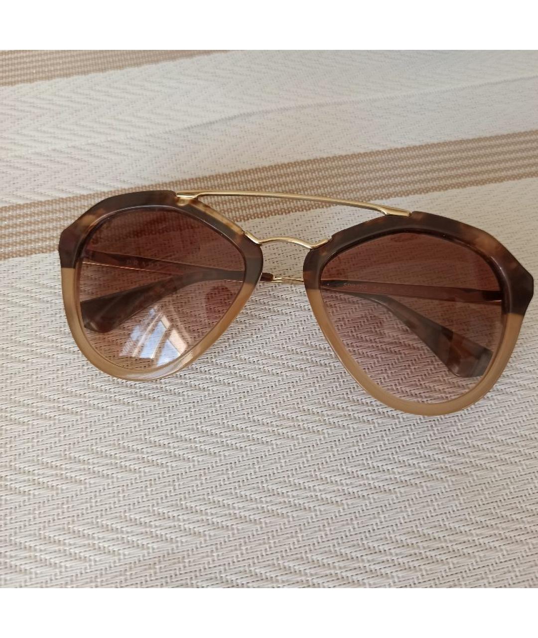 PRADA Коричневые пластиковые солнцезащитные очки, фото 10