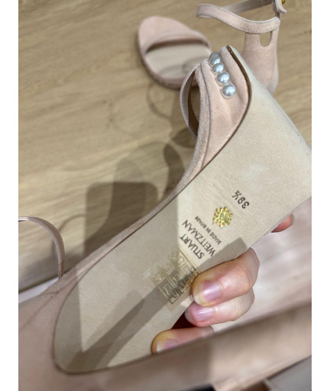 STUART WEITZMAN Бежевые замшевые босоножки, фото 4