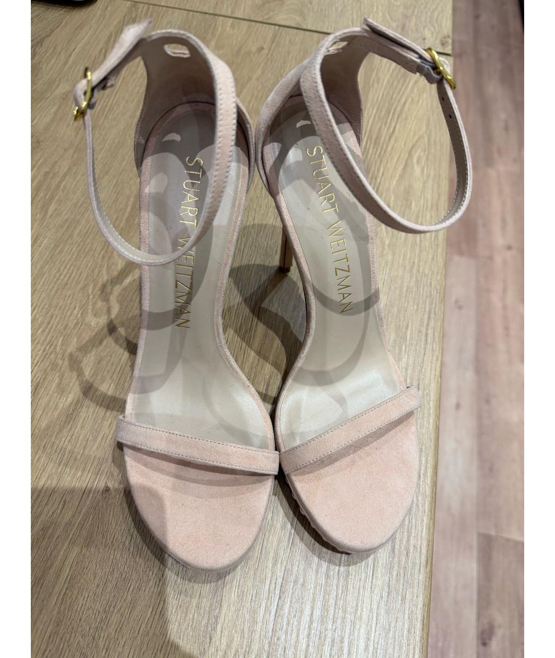 STUART WEITZMAN Бежевые замшевые босоножки, фото 6