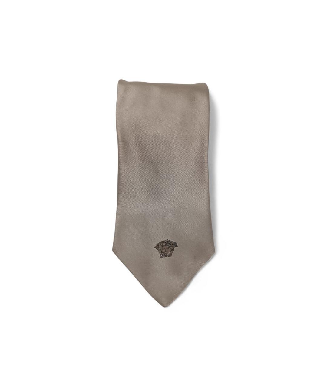 VERSACE Бежевый шелковый галстук, фото 6