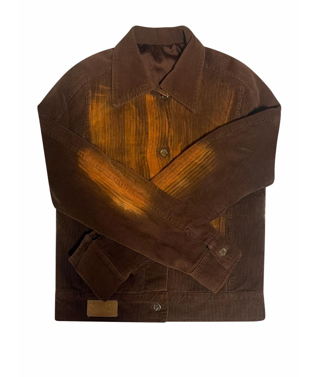 ROBERTO CAVALLI Коричневая хлопко-эластановая куртка, фото 1