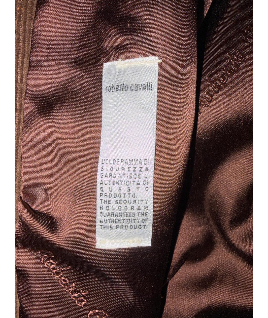 ROBERTO CAVALLI Коричневая хлопко-эластановая куртка, фото 3