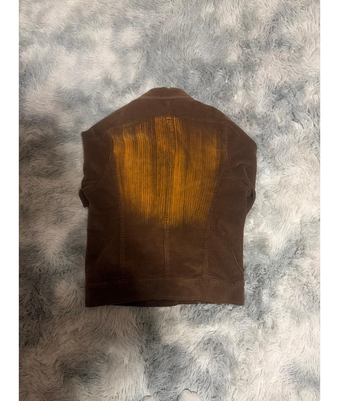 ROBERTO CAVALLI Коричневая хлопко-эластановая куртка, фото 2