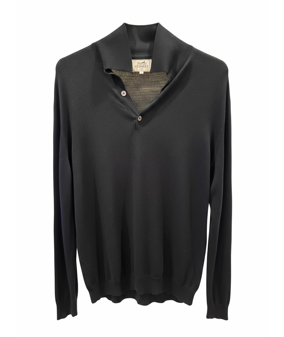 HERMES Черный шерстяной джемпер / свитер, фото 1
