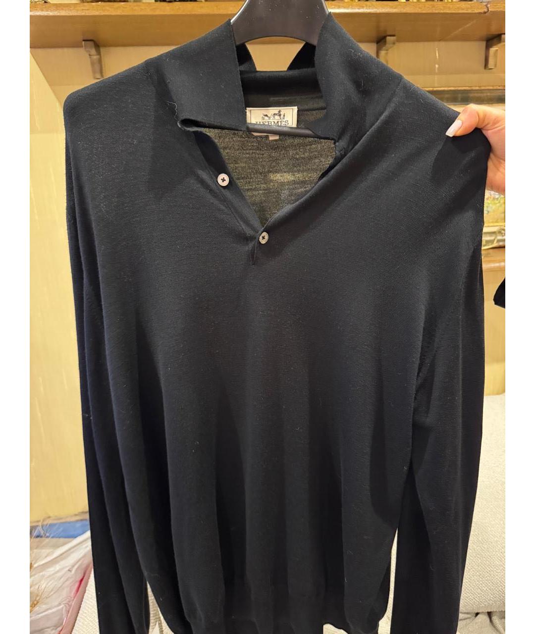HERMES Черный шерстяной джемпер / свитер, фото 5