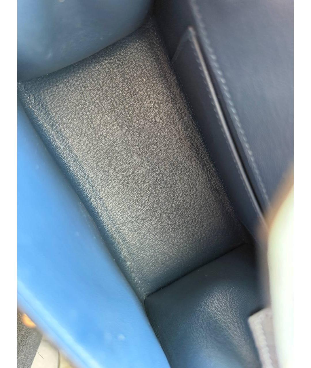 HERMES Темно-синяя кожаная сумка с короткими ручками, фото 8