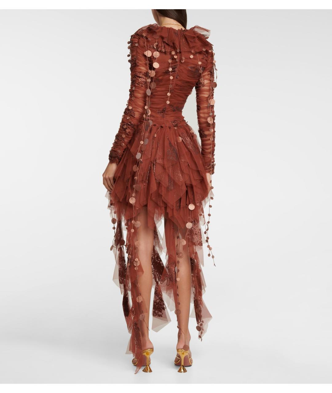ZIMMERMANN Коричневое полиэстеровое вечернее платье, фото 5