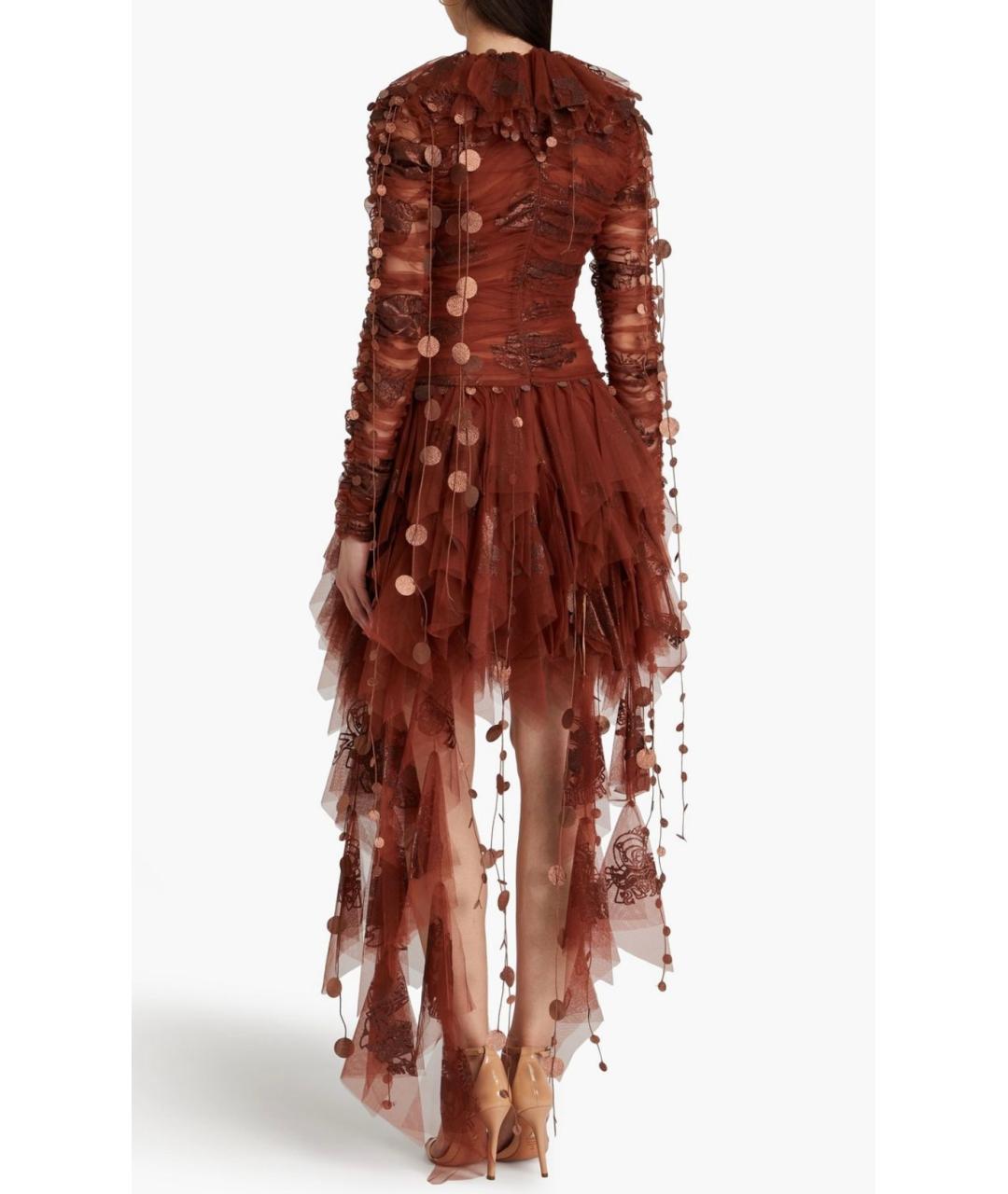 ZIMMERMANN Коричневое полиэстеровое вечернее платье, фото 3