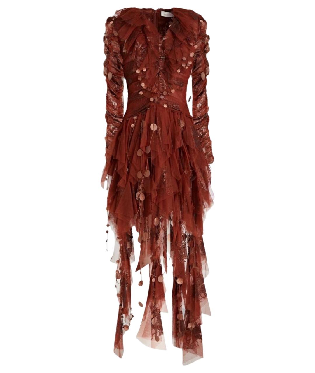 ZIMMERMANN Коричневое полиэстеровое вечернее платье, фото 1