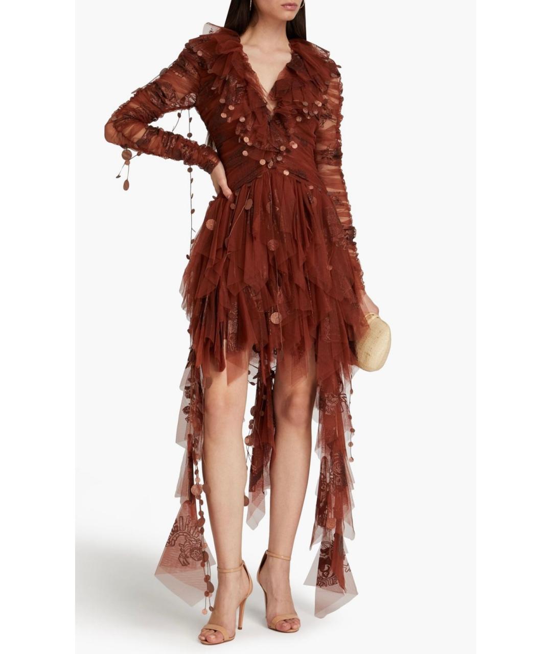 ZIMMERMANN Коричневое полиэстеровое вечернее платье, фото 2