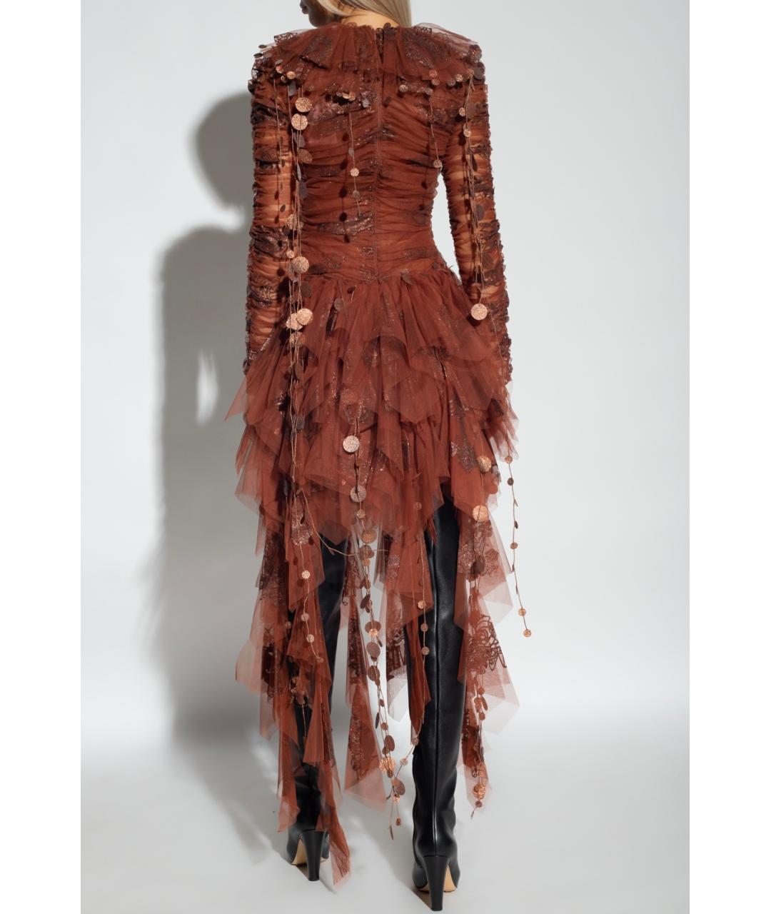 ZIMMERMANN Коричневое полиэстеровое вечернее платье, фото 7
