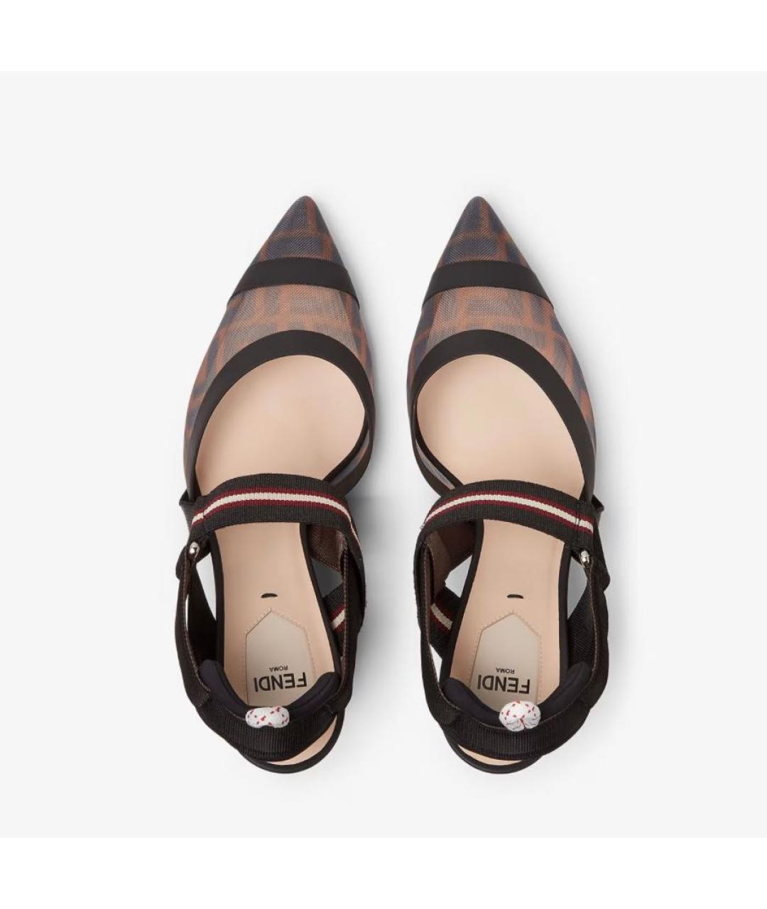 FENDI Черные текстильные туфли, фото 4