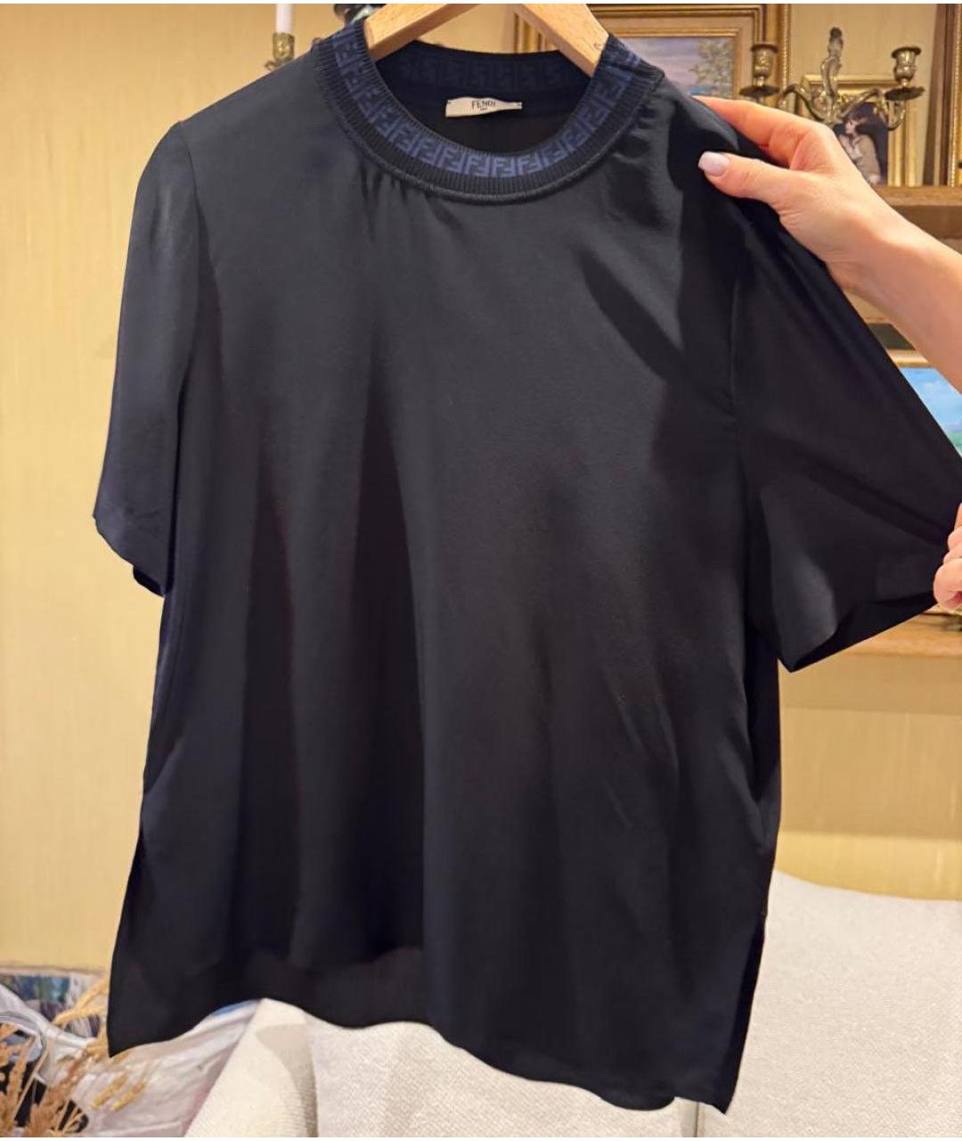 FENDI Черная шелковая блузы, фото 6